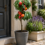 Mini nektárinka nízkokmenná (Prunus Nucipersica) ´RUBIS´® - stredne skorá, výška 40-60 cm, kont. C5L
